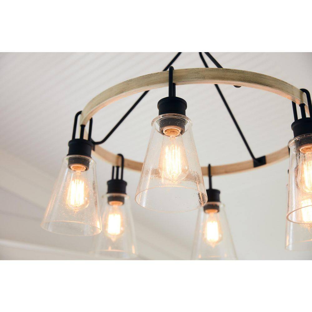 Kingsbridge Earth Black 6-Light Wagon Wheel Chandelier