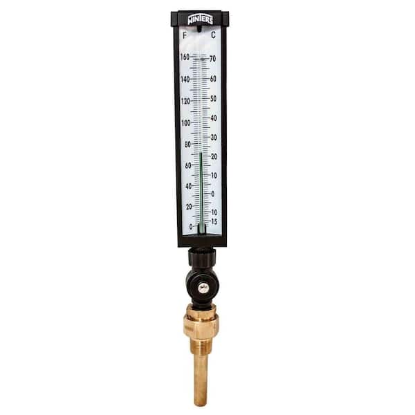 Winters Instruments TIM Series 9 in. Aluminum Case Thermometer with 3/4 in. NPT Brass Thermowell and Temperature Range of 0 to 160 DegreeF/C
