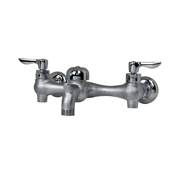 Exposed Yoke Wall-Mount 2-Handle Utility Faucet in Rough Chrome with Vacuum Breaker