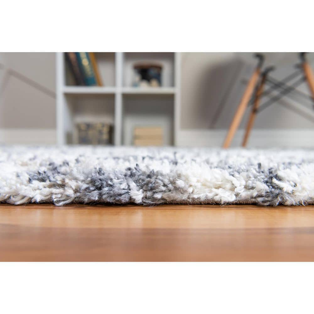Gray Geometric Shag Synthetic 9' x 12' Area Rug