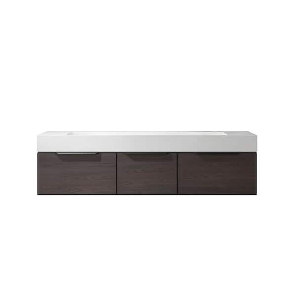 ROSWELL Vegadeo 72 in. W x 19.7 in. D x 19.7 in. H Double Sink Bath Vanity in Suleiman Oak with White Integral Sink Top