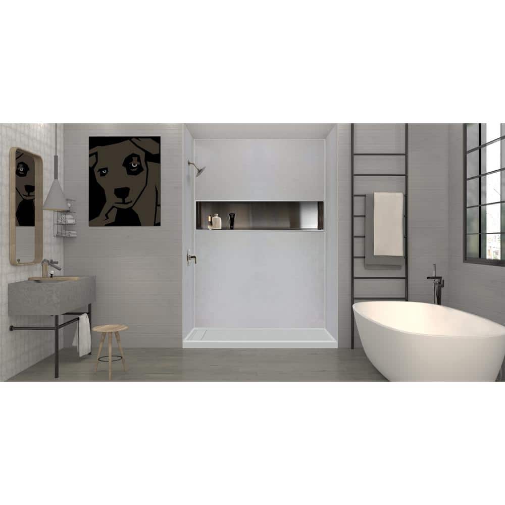 Gray 30'' x 60'' Resin Rectangular Shower Base with Right Hand Drain