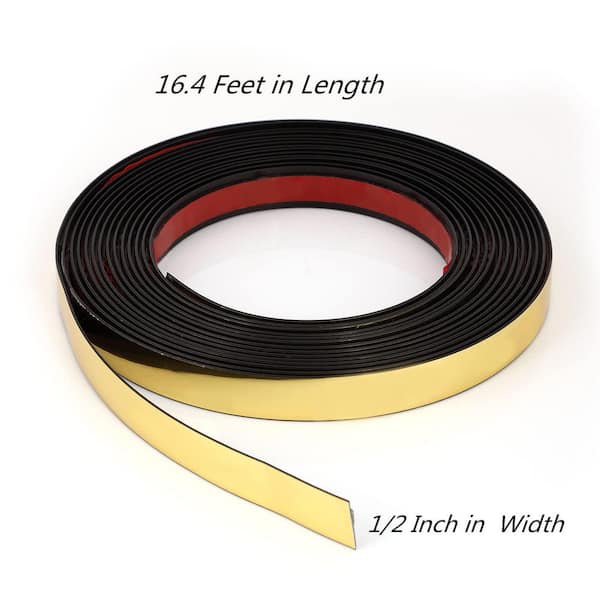 1/2 in. x 16.4 ft. PVC Peel and Stick Molding Trim Flexible Self Adhesive Wall Trim for Drywall Mirror Door, Gold