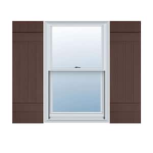 14 in. W x 50 in. H TailorMade Vinyl Four Board Joined (2 Batten) Board and Batten Shutters Pair in Federal Brown