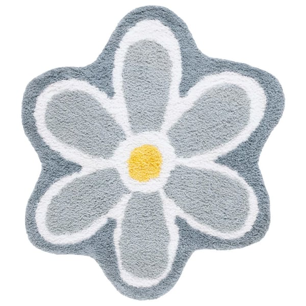 Novelty 6 ft. x 6 ft. Ivory/Gray Floral Specialty Area Rug