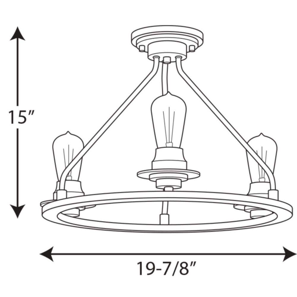 Brushed Nickel 3-Light Semi-Flush Mount with Glass Shades