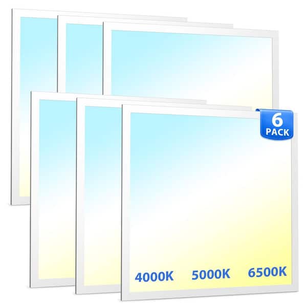 Amico 6-Pack 2 ft. x 2 ft. 5000 Lumen Dimmable Integrated LED Flat Panel Ceiling Flush Mount Fixture with Selectable 3CCT