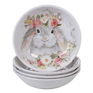 Sweet Bunny 4-Piece Seasonal Multicolored Earthenware 36 oz. Soup Bowl Set (Service for 4)