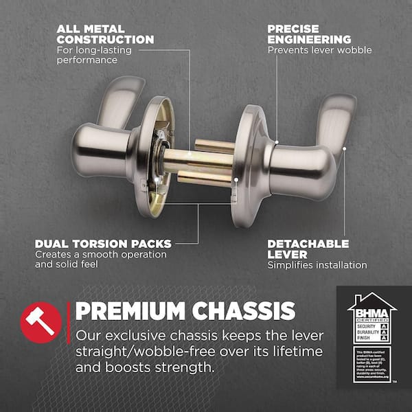 Kwikset Tustin Satin Nickel Hall/Closet Door Handle with Microban