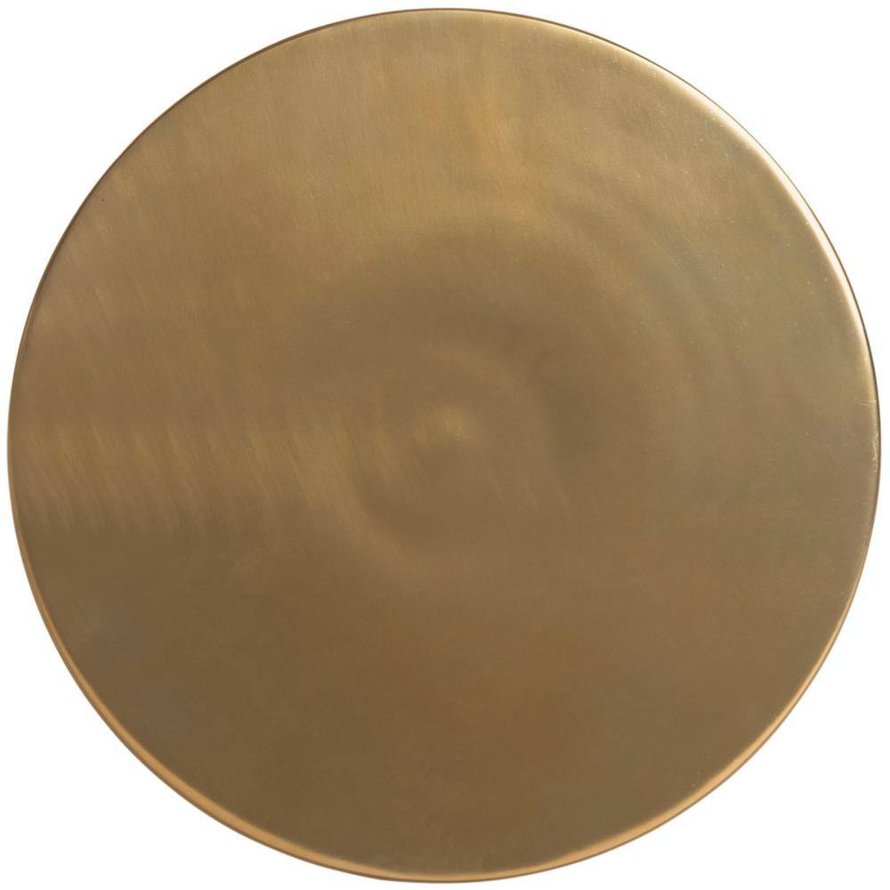 Antique Brass Round Metal Side Table, 16 Inch