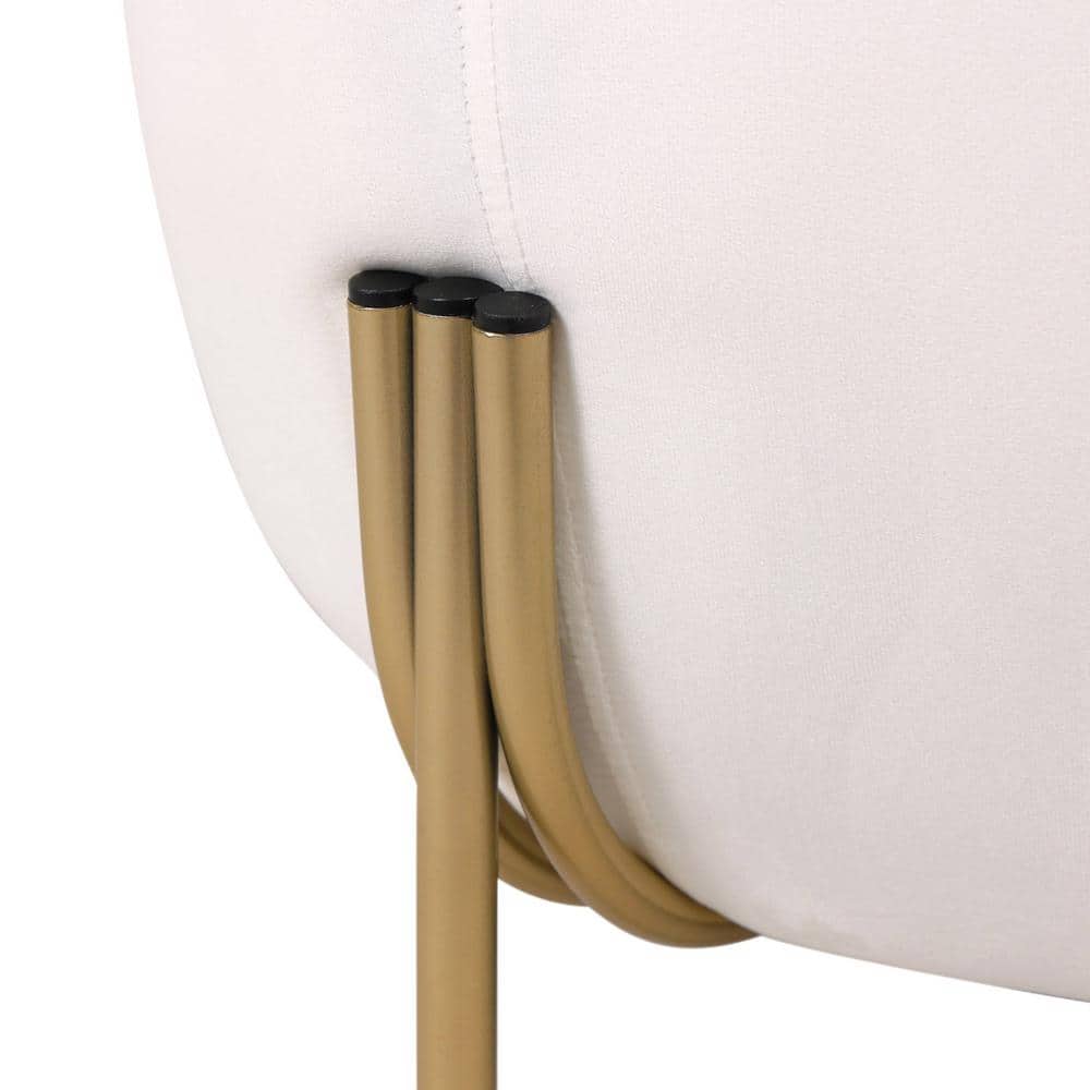 White Velvet Accent Chair with Gold Metal Legs