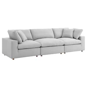 Commix 118 in. Square Arm 3-Piece Polyester Rectangle Sectional Sofa in Light Beige with Removable Cushions