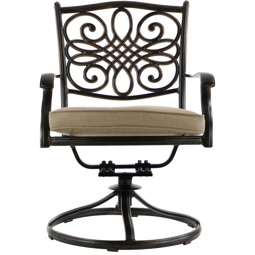 Hanover Traditions 9-Piece Bronze Aluminum Patio Dining Set with Beige Cushions