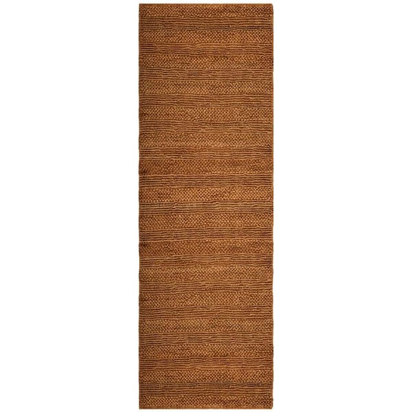 Natural Fiber 2 ft. x 14 ft. Gold Solid Color Runner Rug