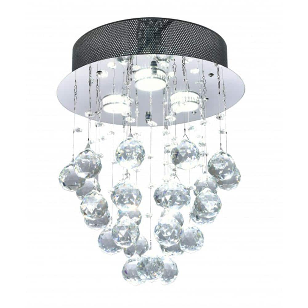 12" Chrome Crystal LED Flush Mount Light