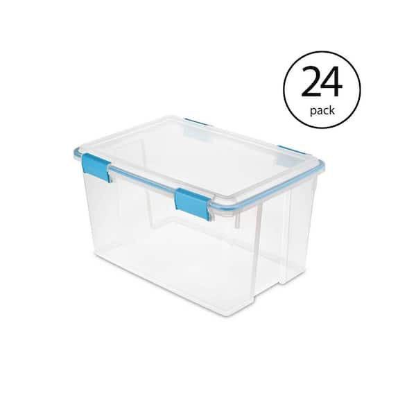 Sterilite 54 Qt. 4-Piece Gasket Storage Box Set in Clear with Blue Latches (24-Pack)
