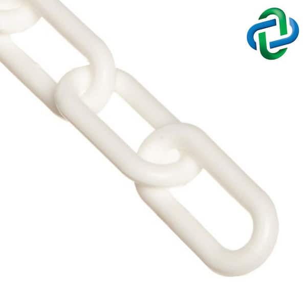 2 in. (54 mm) x 25 ft. White Heavy-Duty Plastic Barrier Chain