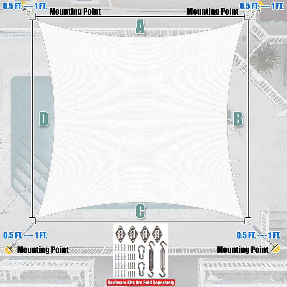 14' x 16' White High-Density Polyethylene Patio Shade Sail