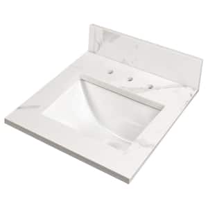 Calacatta Nowy 31 in. W x 22 in. D Engineered Marble Vanity Top in White with White Rectangle Single Sink