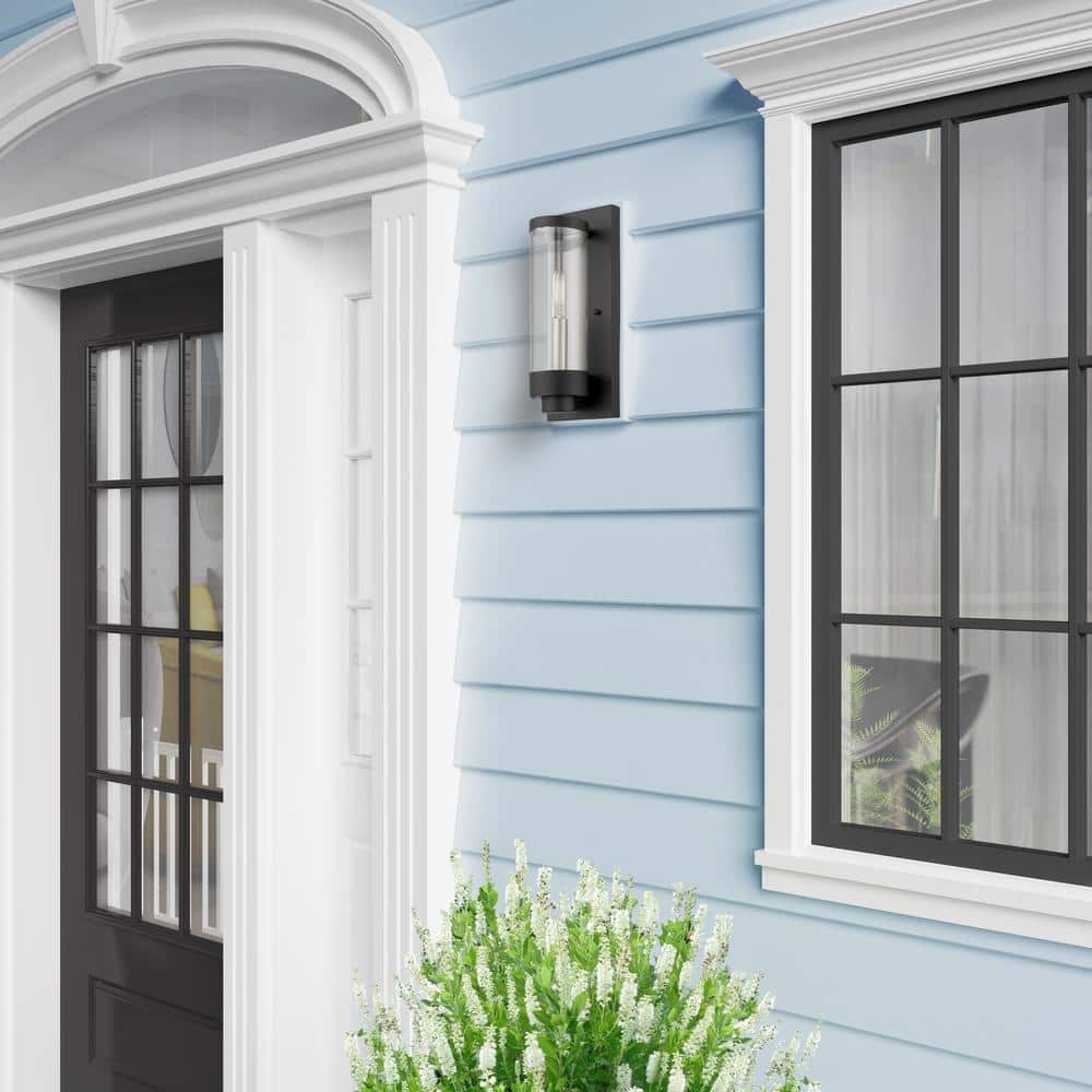 Hillcrest Textured Black Stainless Steel Outdoor Wall Lantern