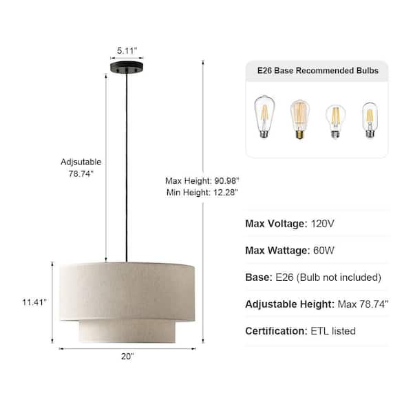 Have a question about aiwen Modern 20 in. 3-Light Drum Chandelier