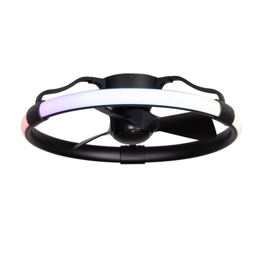HaloAir 32 in. Modern Flush-Mounted Caged Ceiling Fan with RGB LED Light and Remote Control Included price history on PriceWatchPro