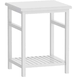White Nightstand, End Table, Bamboo Night Stand Bedside Table, Outdoor Side Table