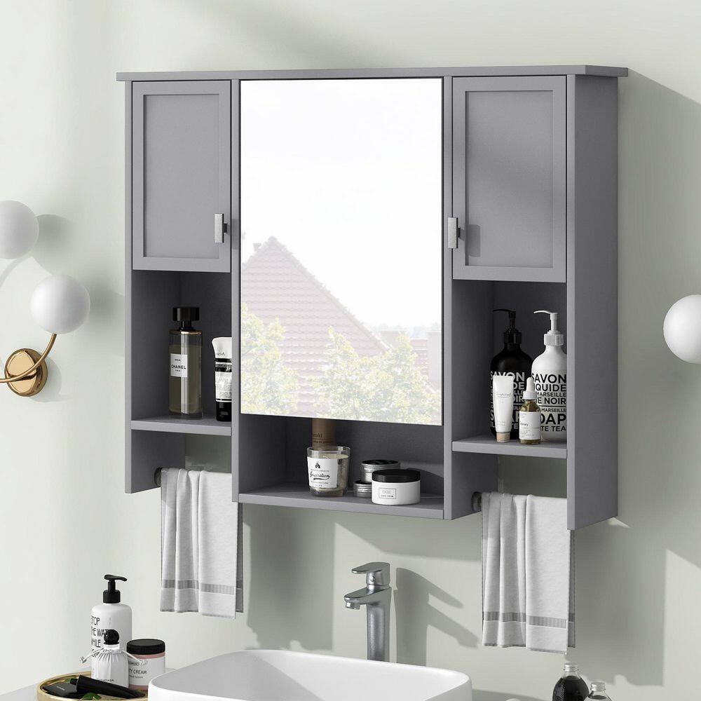 RKZHOPT 35 in. W x 28.7 in. H Rectangular Medicine Cabinet with Mirror ...