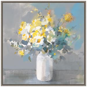 22 in. Touch of Spring I White Vase Easter Holiday Framed Canvas Wall Art