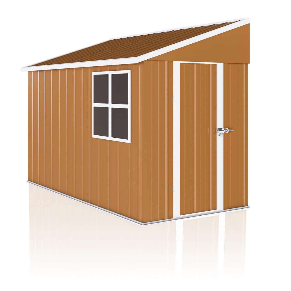 Brown 8 ft. W x 4 ft. D Heavy-Duty Weatherproof Metal Storage Shed with Windows, Lockable Door and Vents (32 sq. ft. ) price history on PriceWatchPro