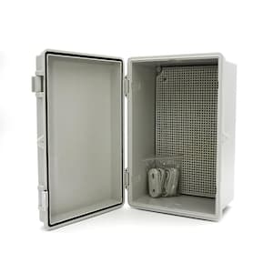 ABS Plastic Enclosure, IP66, 7 in. x 11 in. x 5 in., Honeycomb Bottom Plate and Mounting Brackets