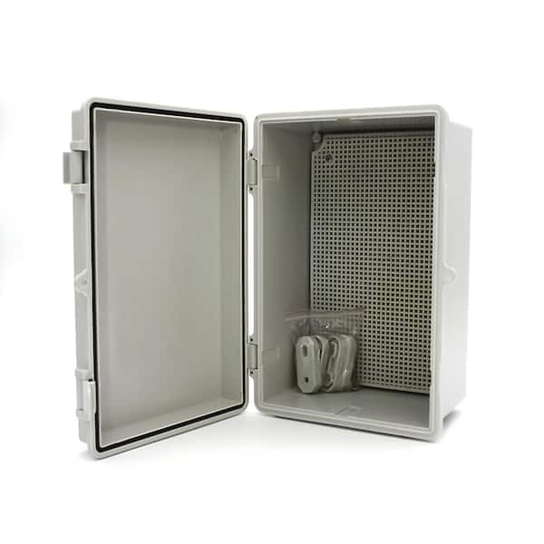 Unbranded ABS Plastic Enclosure, IP66, 7 in. x 11 in. x 5 in., Honeycomb Bottom Plate and Mounting Brackets