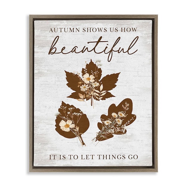 Stupell Industries Autumnal Beauty Phrase by Lettered and Lined 1 Piece Floater Frame Graphic Print Nature Poster Art Print 21 in. x 17 in.