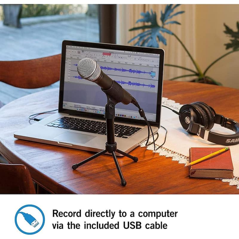 Dynamic Microphone Recording and Podcasting with Mic Clip, Desktop Stand, Windscreen and Cables.