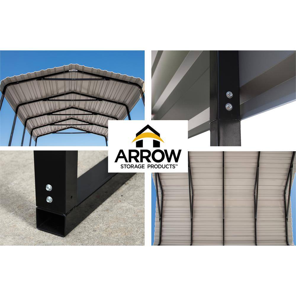 Charcoal Galvanized Steel Peak Roof Carport Kit, 14' x 24'