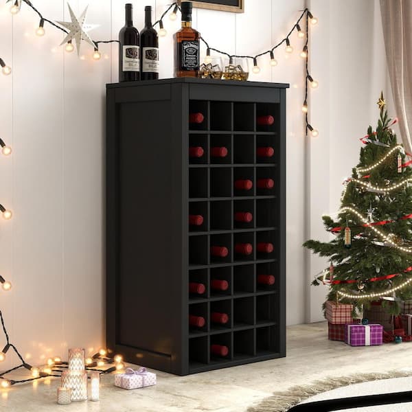 Wilbur Black 32-Bottle 16.73 in. W Bar Cabinet with Racks