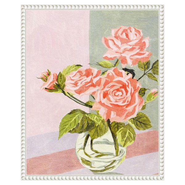 Amanti Art Douces Roses I by Melissa Wang 16 in. W x 20 in. H. Canvas Wall Art Print Framed in White