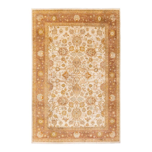 Ivory 6 ft. 1 in. x 9 ft. 1 in. Mogul Hand-Knotted Area Rug