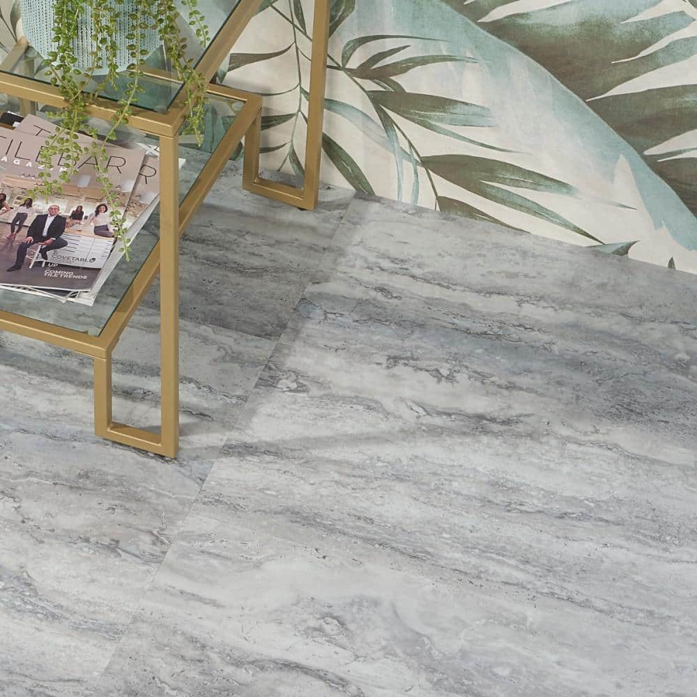 Elmdale Gray 24'' x 12'' Vinyl Tile with Stone Look