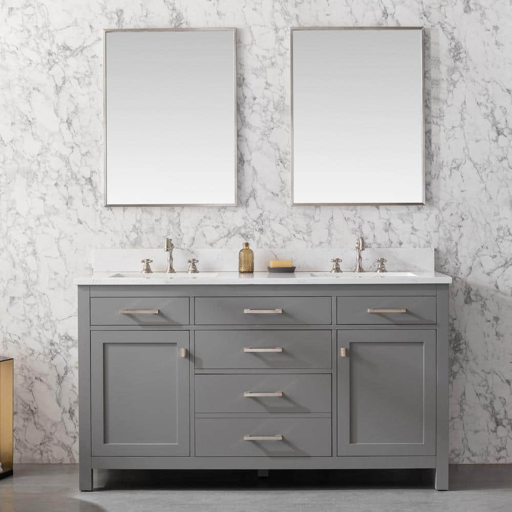 SUDIO Jasper 60 in. W x 22 in. D Bath Vanity in Gray with Engineered ...