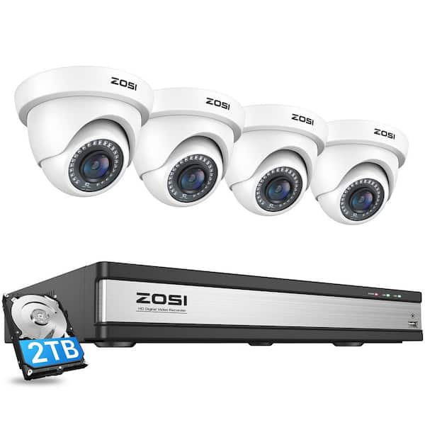 ZOSI 16-Channel 1080p 2TB DVR Security Camera System with 4-Wired Outdoor Dome Cameras