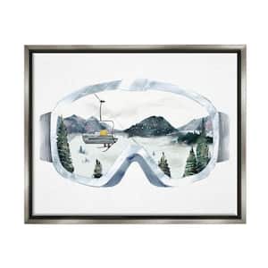 Ski Mountain Reflection in Sports Goggles Winter Forest by Ziwei Li Floater Frame Sports Wall Art Print 17 in. x 21 in.