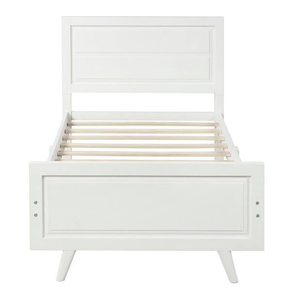 STICKON 78.7 in. W White Wood Frame Twin Platform Bed with Headboard