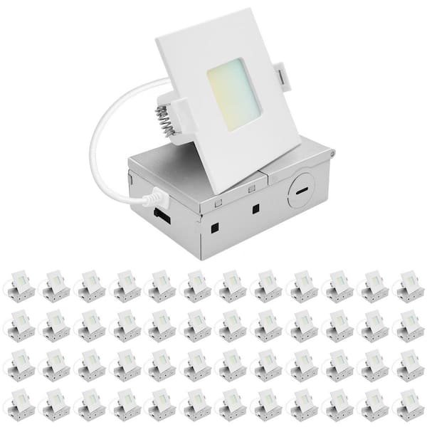 3 in. Integrated LED Square Recessed Light, Mini Panel Light, 5CCT, 660LM, 8W, 100°, Dimmable, ETL Listed 48 Pack