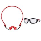 Banded Reusable Earplugs with 25 dB Noise Reduction and Performance Safety Glasses with Clear Fog-Free Lenses and Gasket
