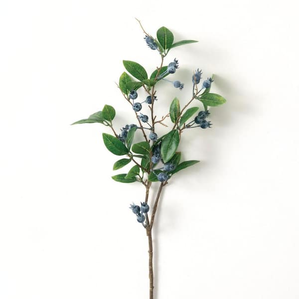 SULLIVANS 31 in. Blue Indoor Artificial Berry And Foliage Flower Spray