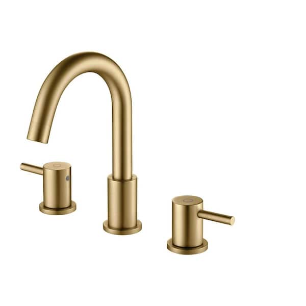 8 in. Widespread 3- Handle Bathroom Sink Faucet with Handles, Supply Lines in Brushed Brass