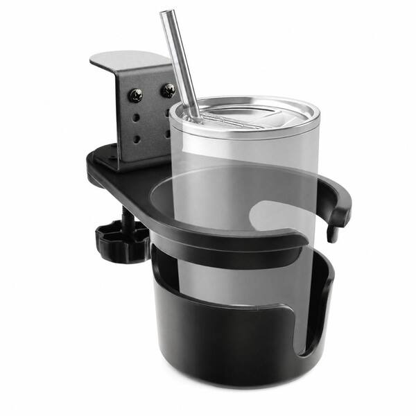 360-Degree Rotating Desk Cup Holder with Adjustable Clamp and Anti-Spill Design for Coffee Mugs and Cans