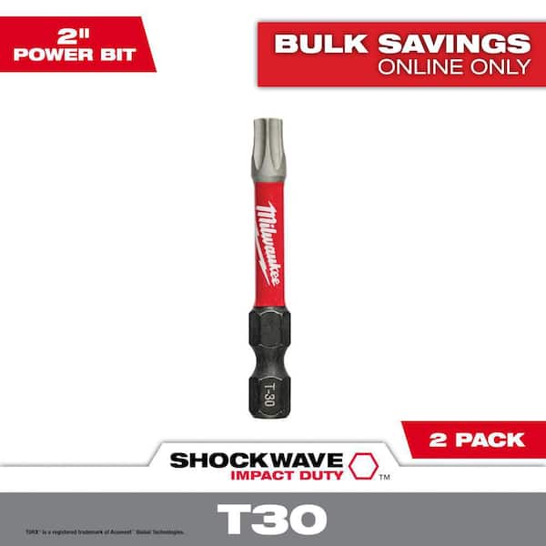 SHOCKWAVE Impact Duty 2 in. T30 Torx Alloy Steel Screw Driver Bit (2-Pack)
