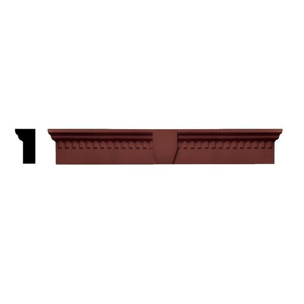 Builders Edge 3-3/4 in. x 9 in. x 73-5/8 in. Composite Classic Dentil Window Header with Keystone in 027 Burgundy Red